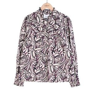 BA&SH Frill Collar Print Blouse Size M